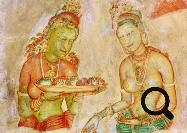 On peut y admirer de magnifiques peintures murales : les seules représentations connues des femmes du Ceylan médiéval. Les courtisanes, reconnaissables à leur nudité, apparaissent aux côtés de servantes vêtues. Il en reste aujourd'hui une vingtaine, dont une dizaine en très bon état. 