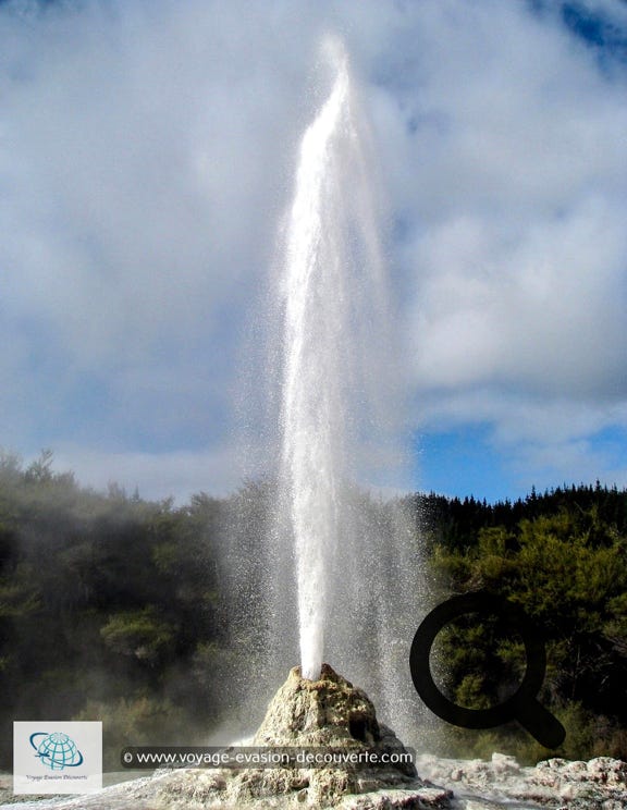 Lady Knox Geyser se trouve à 1,2 km du site principal et n'est visible que le matin à 10h15,  car il s'agit d'un geyser dont l'éruption est provoquée par de la lessive ; le geyser se met alors  à cracher de l'eau à 20 m de haut durant plusieurs dizaines de minutes. Le site est libre d'accès  durant le reste de la journée. 
