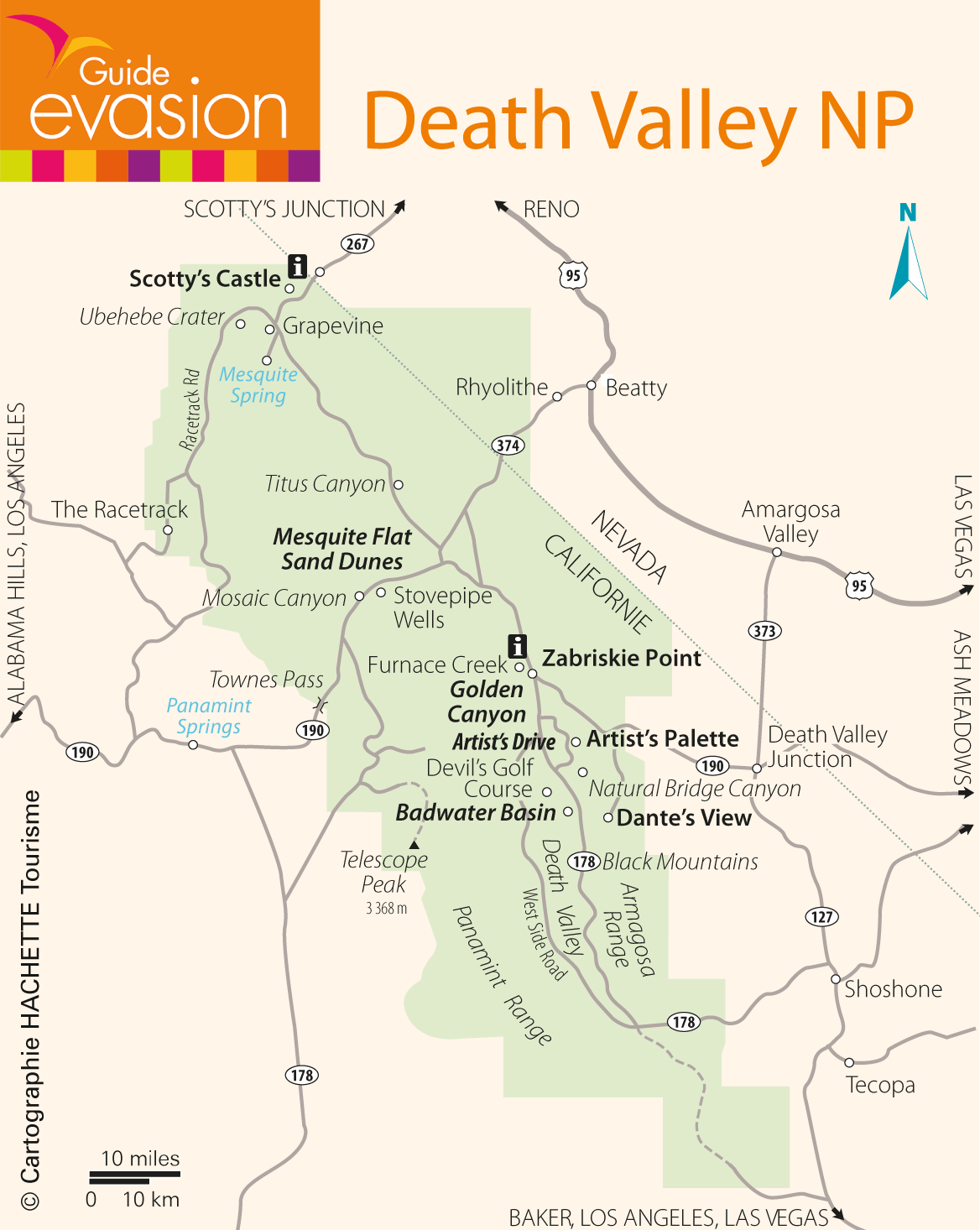 Carte du parc de Death Valley National Park