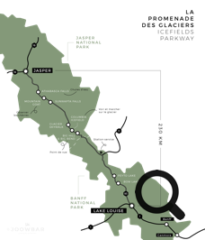 La route 93 est longue de 229 km. Elle commence à proximité de Lake Louise et monte jusqu'à la ville de Jasper plus au Nord. Elle est reconnue comme l’une des 10 plus belles routes sur terre. 