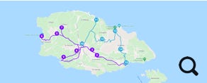 On les trouve sur l'île de Malte et de Gozo. Sur l'île de Gozo, il y a aussi deux circuits, le bleu pour le l'Est et le violet pour l'Ouest.   C'est 18 € par personne pour les deux circuits - Ouvert de 9h45 à 15h45.