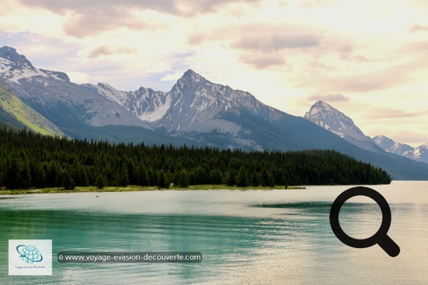 Le lac Maligne, situé à une altitude de 1 670 m, est le plus grand lac du parc national de Jasper. La vallée dans  laquelle il s'est formé a été creusée par des glaciers de vallée.