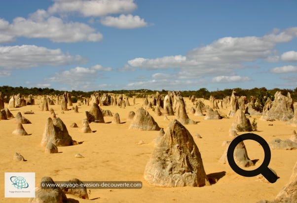 Sur ces vastes étendues de sable doré se dressent des tours de calcaire, horde de monuments naturels montant la garde sur fond de ciel bleu. Mille rochers façonnés par l’érosion ressemblent à des sentinelles de calcaire, le regard tourné vers l’Océan Indien. Ces monolithes de sédiments calcaires aux formes étranges, dont certaines peuvent atteindre 4 mètres de hauteur, ont environ 30 000 ans et ont été progressivement dévoilé par les pluies et les vents.